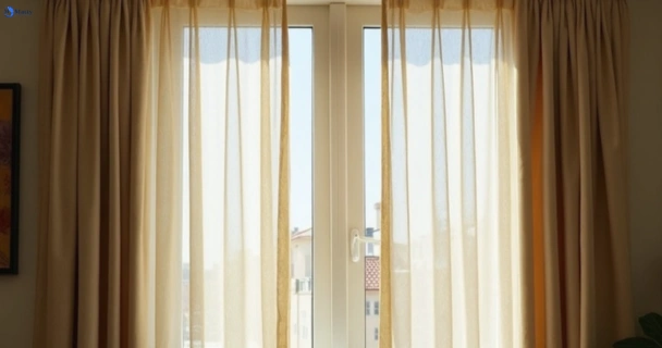 Dull dusty drapes in gilston before professional cleaning